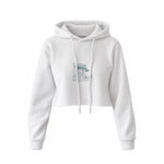 Café de Paris Crop Hoodie — Beyaz — Ön baskı