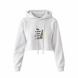 Big Money Never Comes Clean Crop Hoodie — Beyaz — Ön baskı