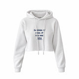 Summer Is Cool If You're Rich Crop Hoodie — Beyaz — Ön baskı