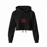 But My Husband Crop Hoodie — Siyah — Ön baskı