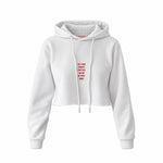 Tell Your Parents Crop Hoodie — Beyaz — Ön baskı