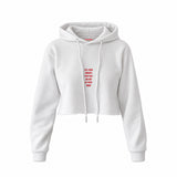 Tell Your Parents Crop Hoodie — Beyaz — Ön baskı
