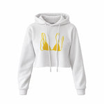 Yellow Bikini Crop Hoodie — Beyaz — Ön baskı