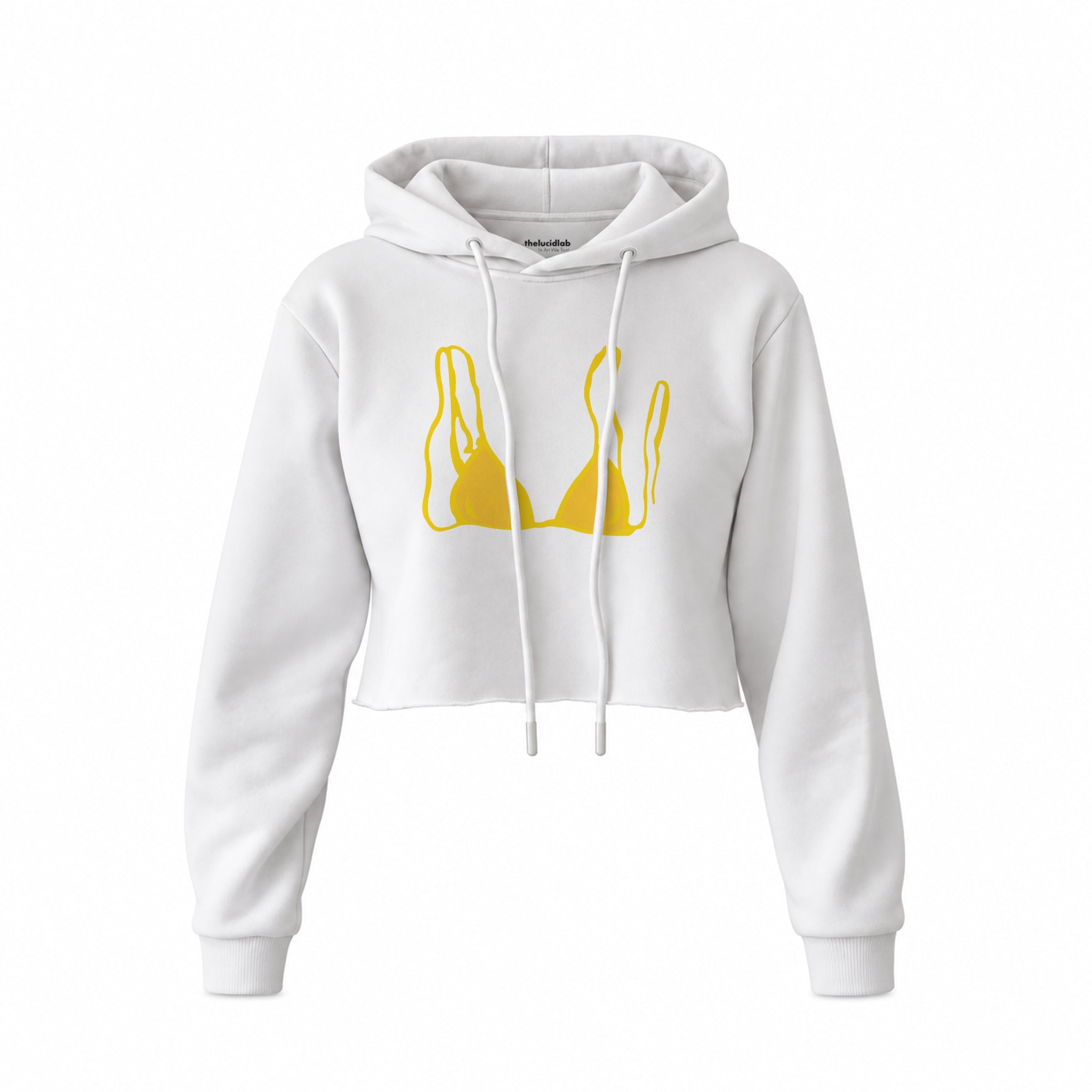 Yellow Bikini Crop Hoodie — Beyaz — Ön baskı
