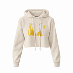 Yellow Bikini Crop Hoodie — Krem — Ön baskı