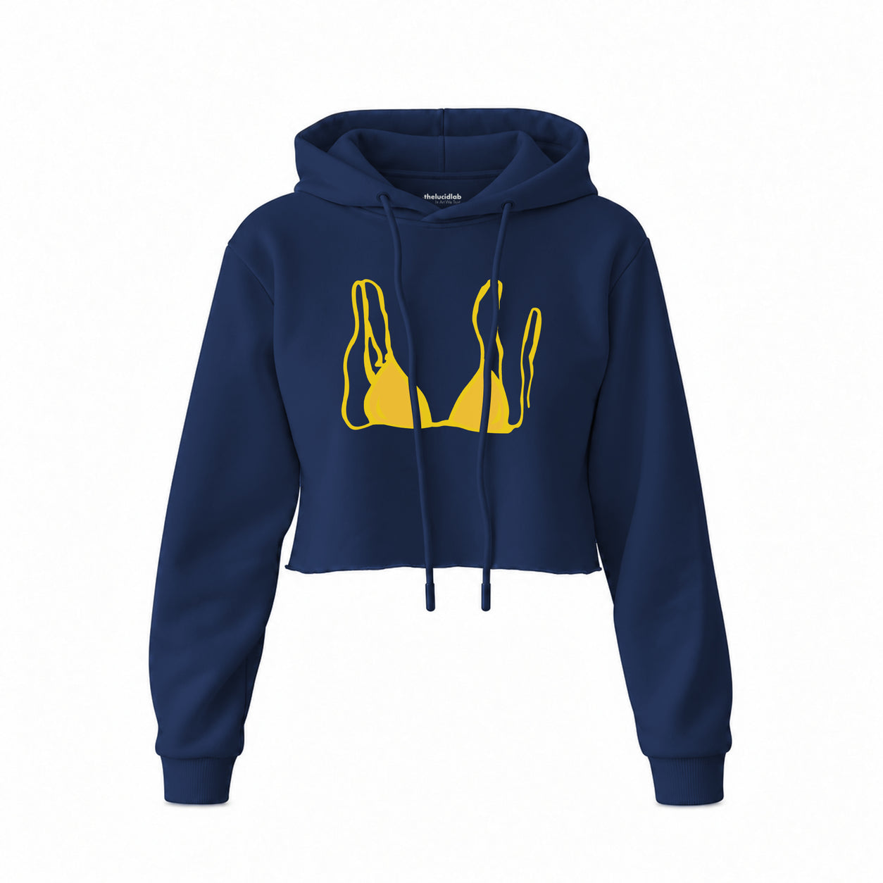 Yellow Bikini Crop Hoodie — Lacivert — Ön baskı