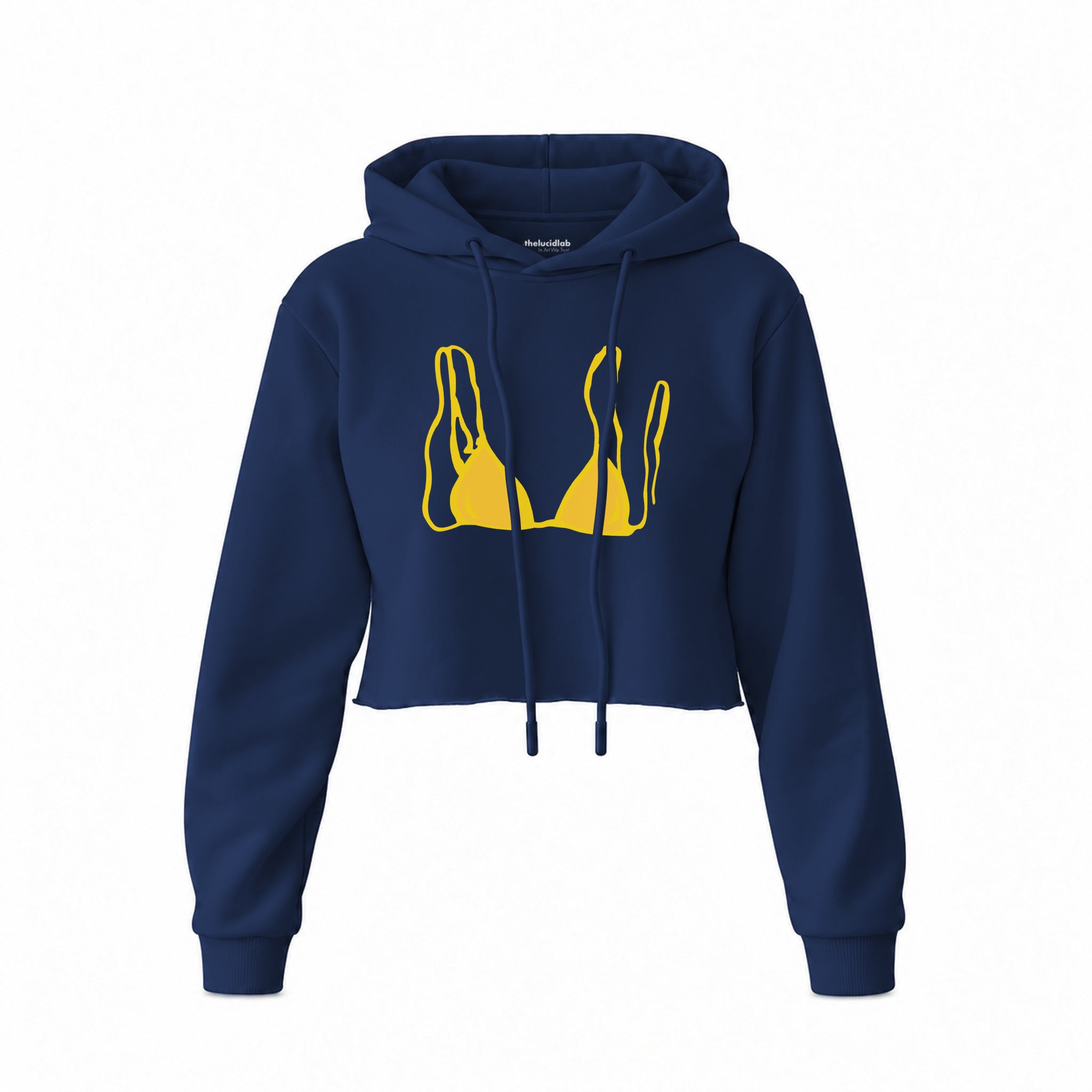 Yellow Bikini Crop Hoodie — Lacivert — Ön baskı