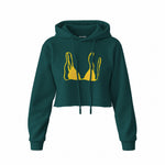 Yellow Bikini Crop Hoodie — Koyu Yeşil — Ön baskı