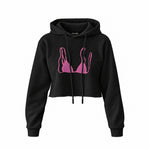 Pink Bikini Crop Hoodie — Siyah — Ön baskı