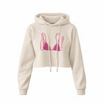 Pink Bikini Crop Hoodie — Krem — Ön baskı
