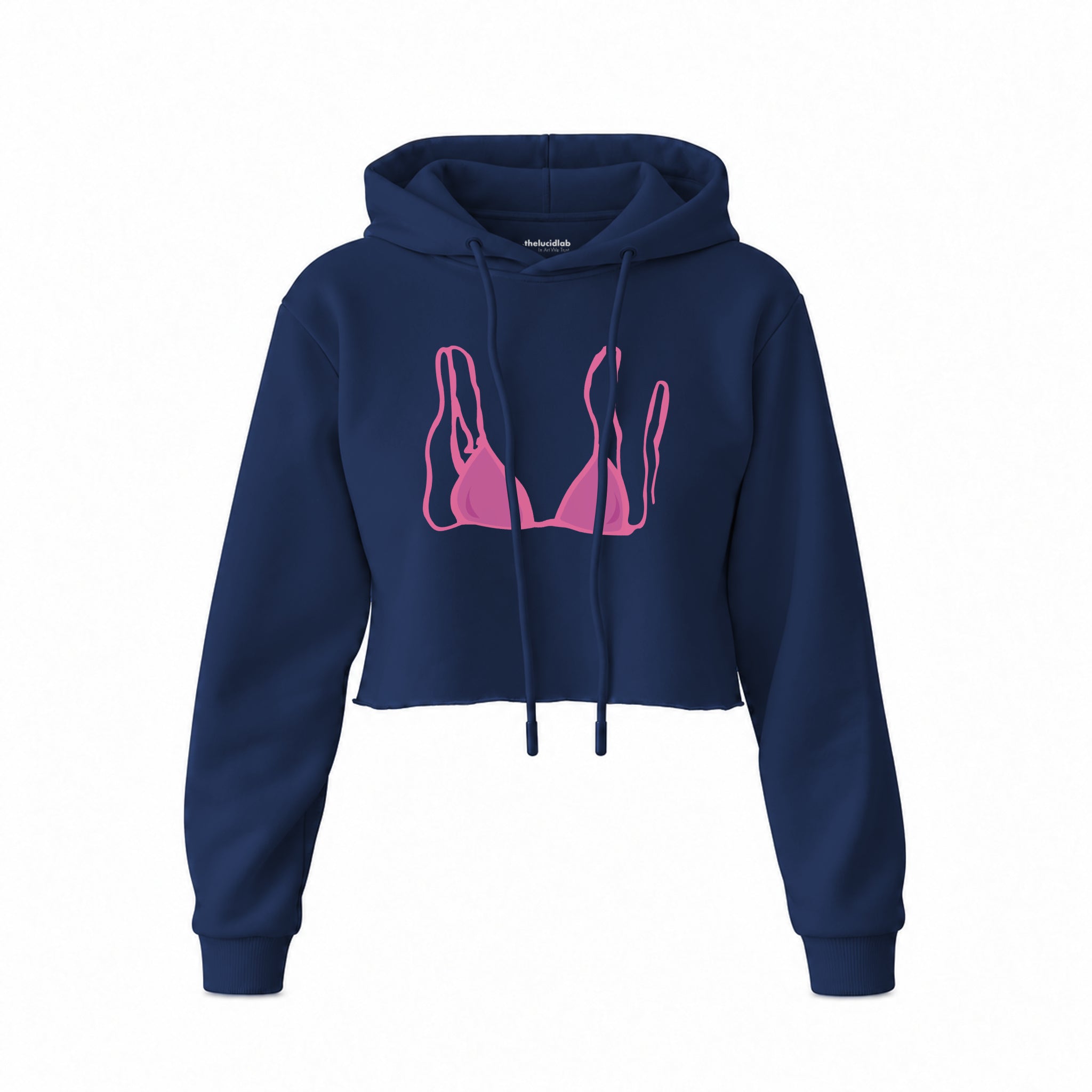 Pink Bikini Crop Hoodie — Lacivert — Ön baskı