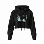Blue Bikini Crop Hoodie — Siyah — Ön baskı