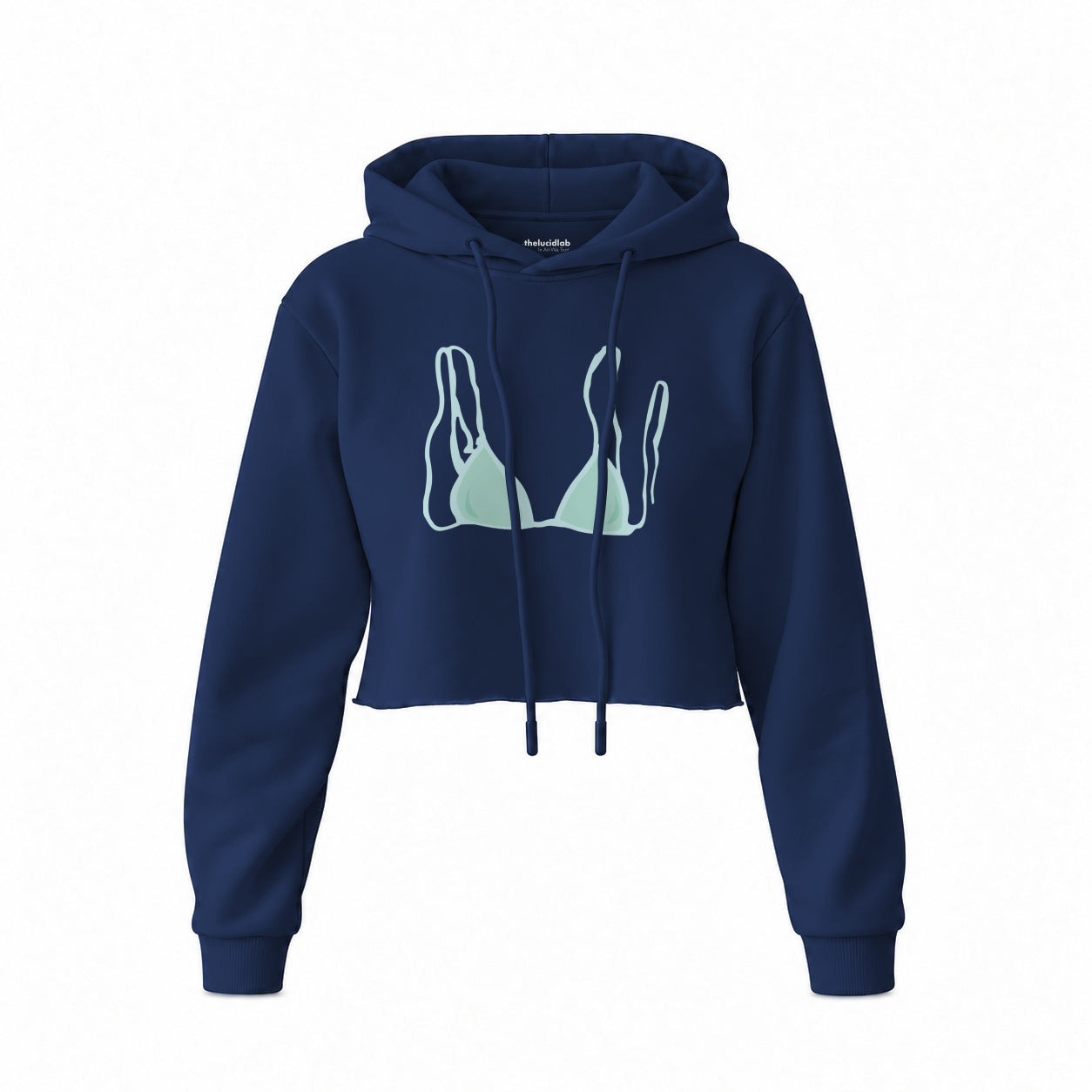 Blue Bikini Crop Hoodie — Lacivert — Ön baskı