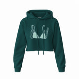 Blue Bikini Crop Hoodie — Koyu Yeşil — Ön baskı