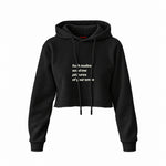 Fuck Nudes Crop Hoodie — Siyah — Ön baskı