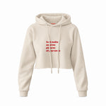 Fuck Nudes Crop Hoodie — Krem — Ön baskı