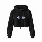 Nice Shells Crop Hoodie — Siyah — Ön baskı