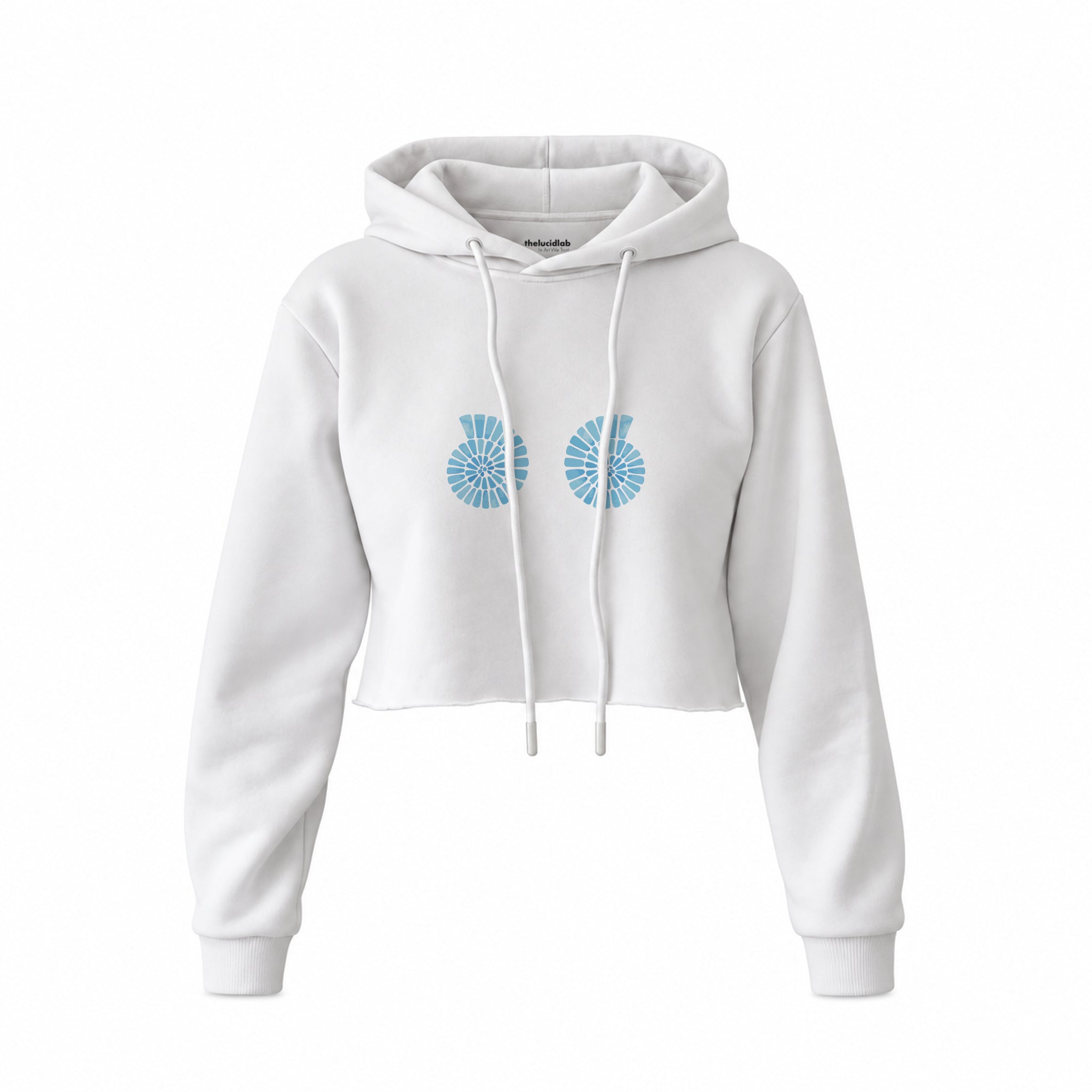 Shell Yeah Crop Hoodie — Beyaz — Ön baskı