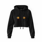 Nipples Crop Hoodie — Siyah — Ön baskı
