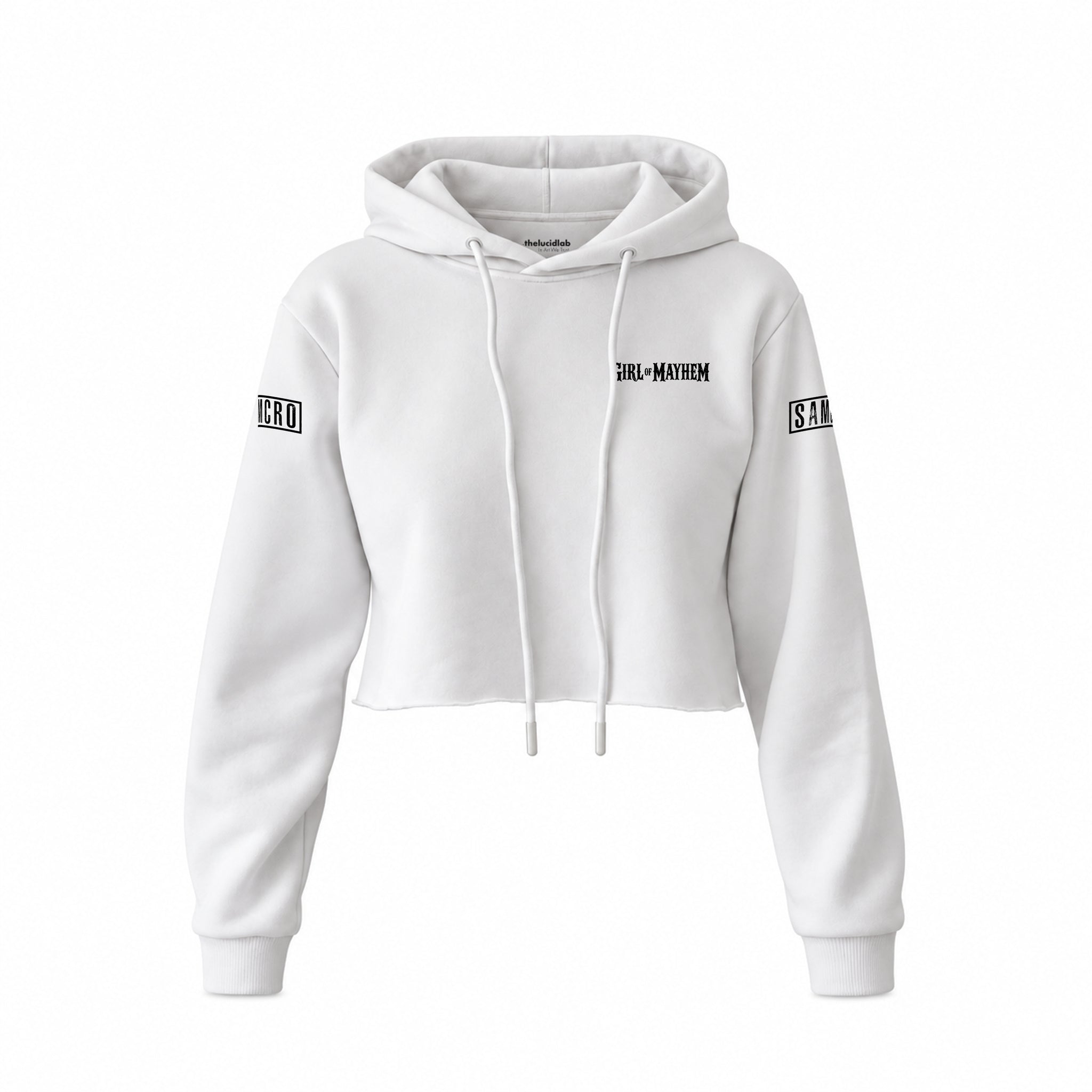Sons Of Anarchy: Girl of Mayhem Crop Hoodie — Beyaz — Ön baskı