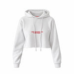 In My Head Crop Hoodie — Beyaz — Ön baskı