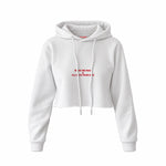 Make Me Mad Crop Hoodie — Beyaz — Ön baskı