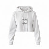 The Library Crop Hoodie — Beyaz — Ön baskı