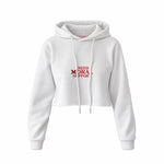 Moral Support Crop Hoodie — Beyaz — Ön baskı