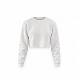 Basic Crop Sweatshirt — Beyaz — Ön baskı