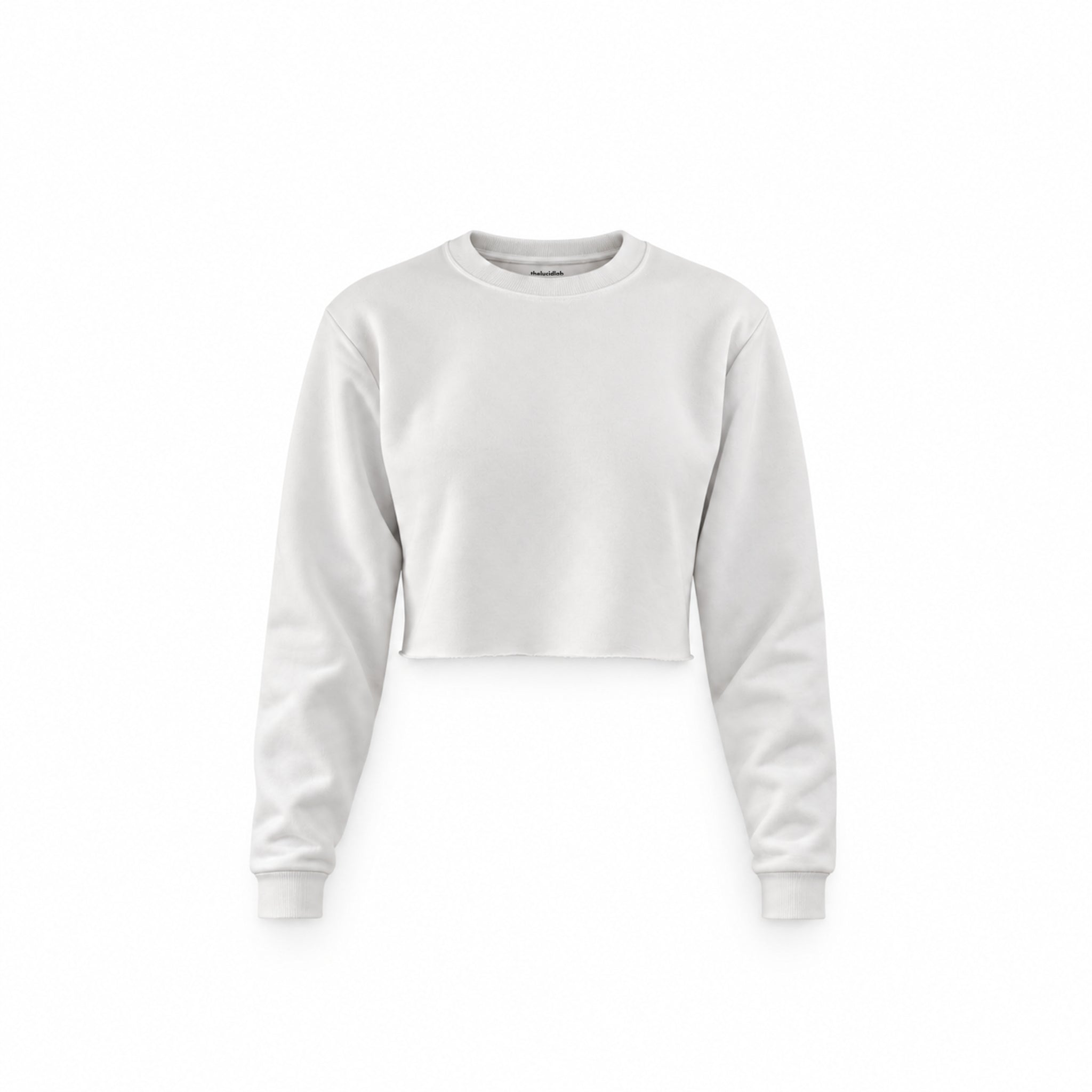 Basic Crop Sweatshirt — Beyaz — Ön baskı