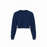 Basic Crop Sweatshirt — Lacivert — Ön baskı
