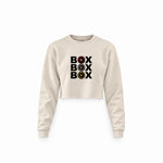 Box Box Box Crop Sweatshirt — Krem — Ön baskı