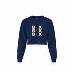 Box Box Box Crop Sweatshirt — Lacivert — Ön baskı