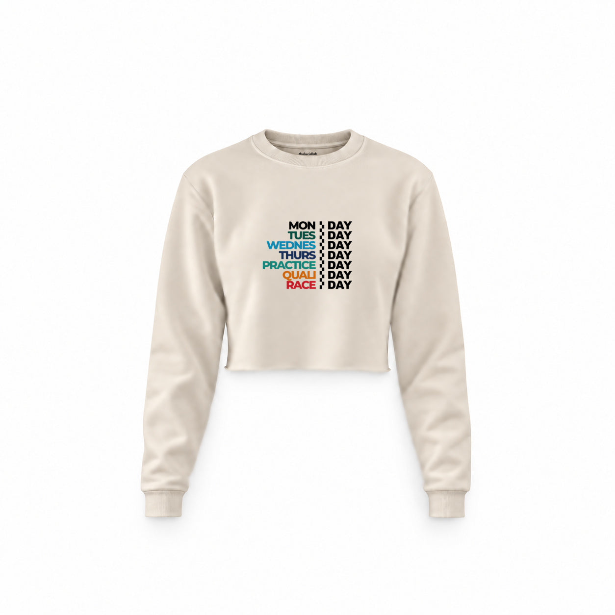 Formula 1 / Week Days Crop Sweatshirt — Krem — Ön baskı