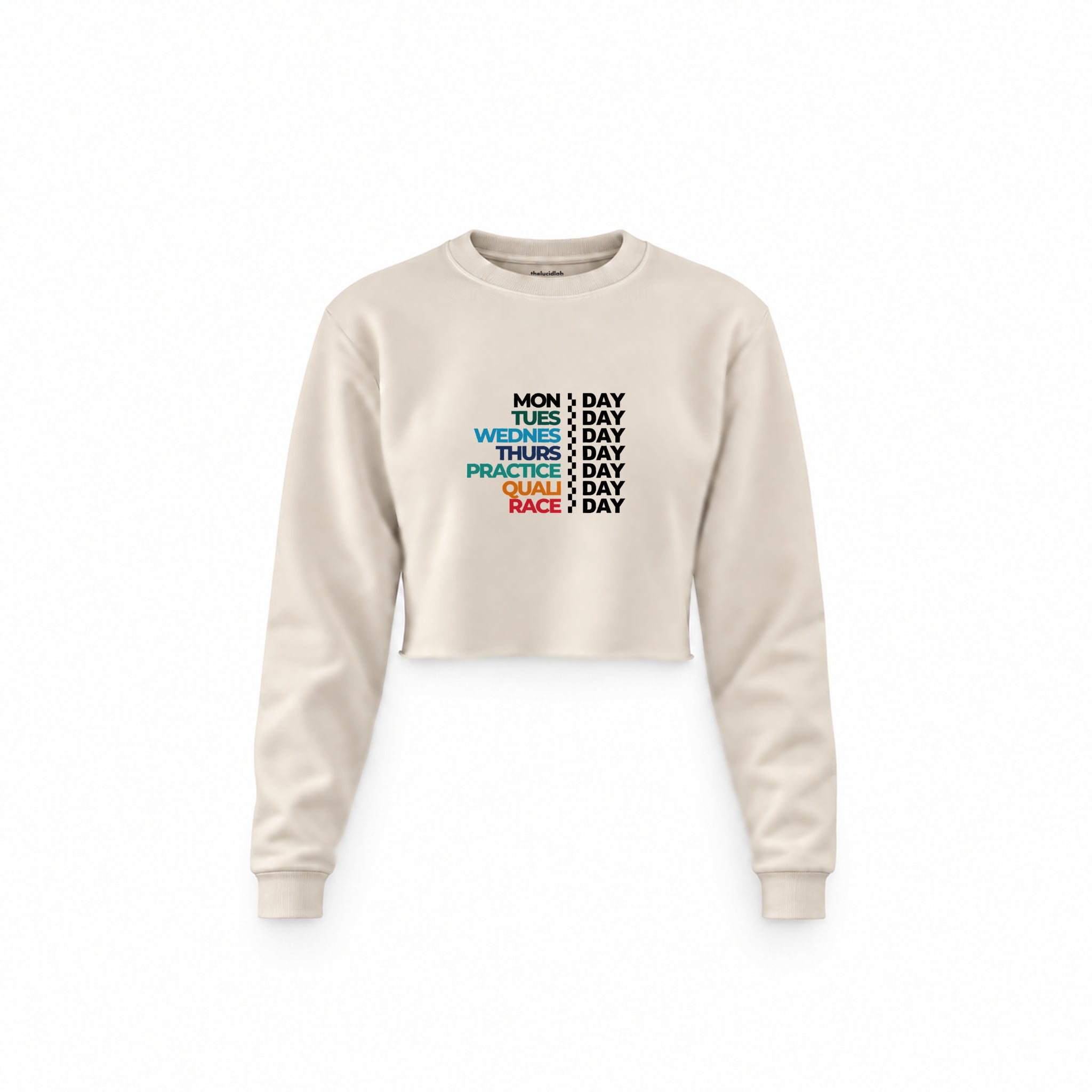 Formula 1 / Week Days Crop Sweatshirt — Krem — Ön baskı