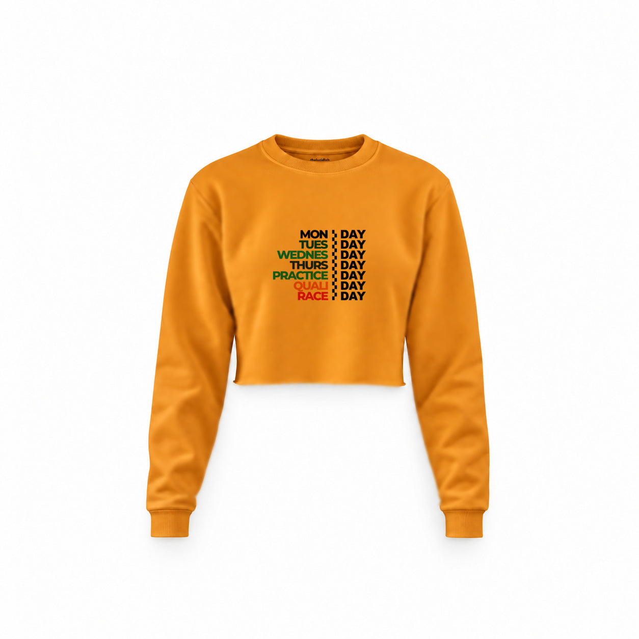 Formula 1 / Week Days Crop Sweatshirt — Turuncu — Ön baskı
