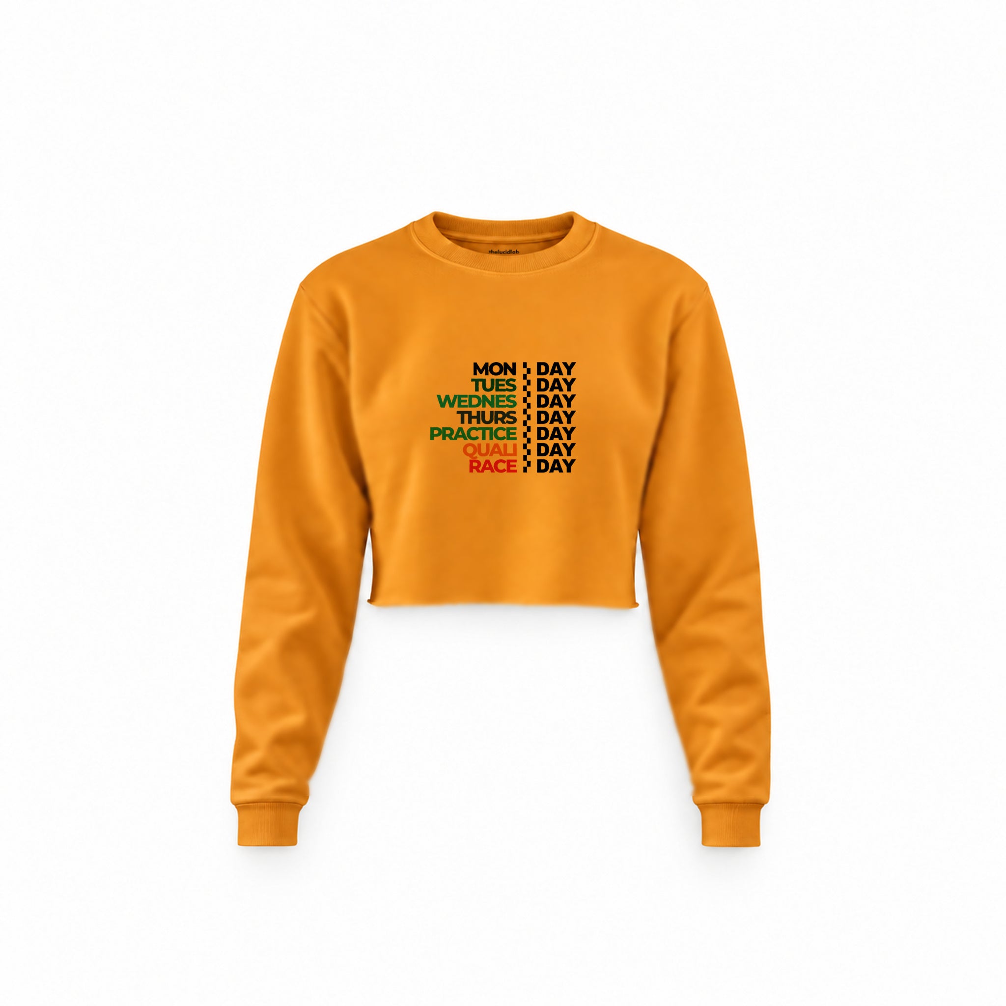Formula 1 / Week Days Crop Sweatshirt — Turuncu — Ön baskı