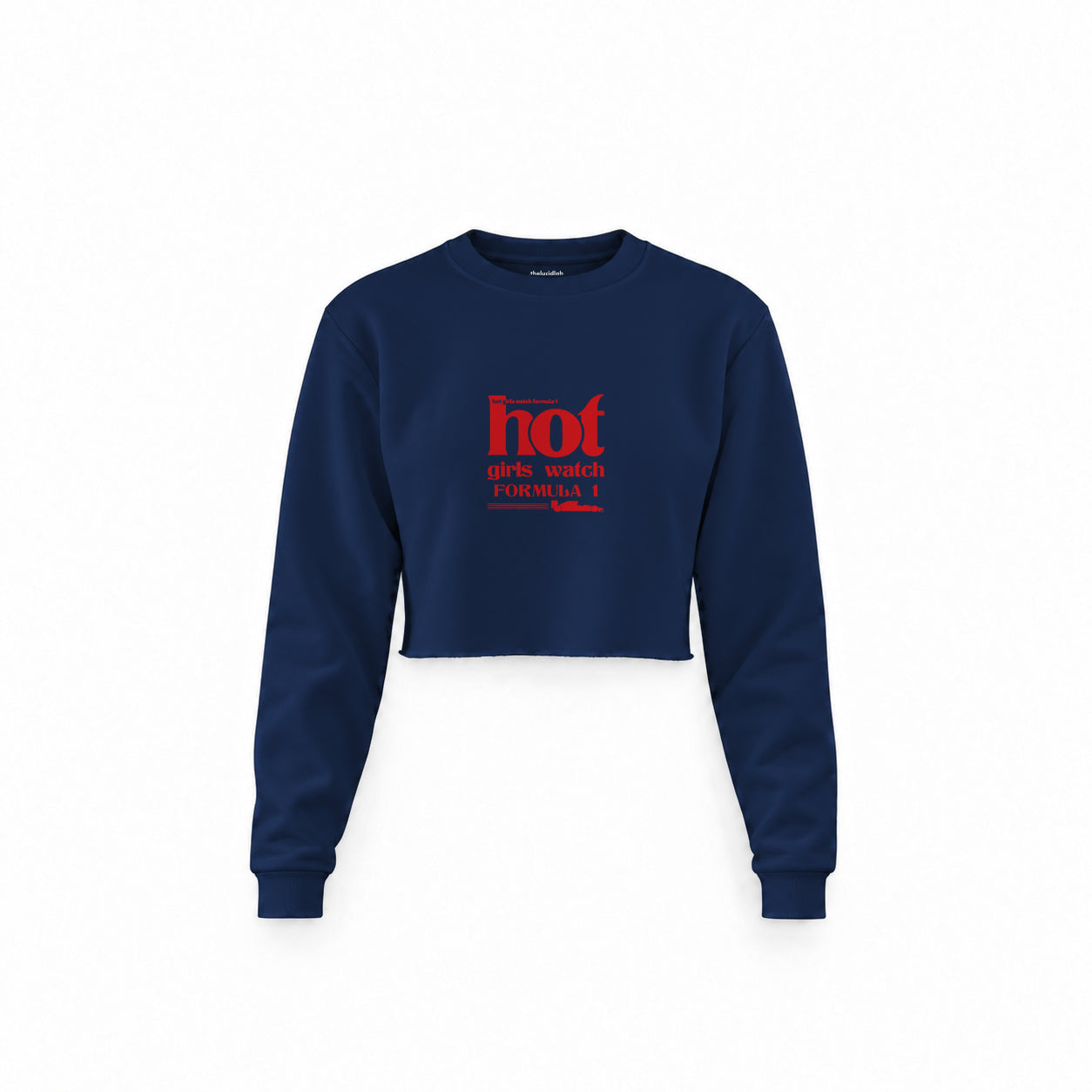 Hot Girls Watch Formula 1 Crop Sweatshirt — Lacivert — Ön baskı