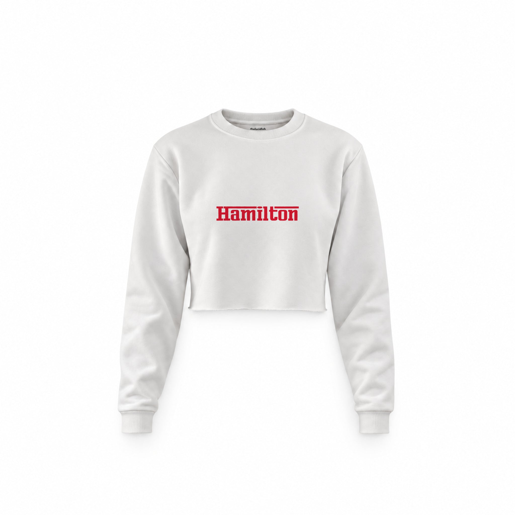 Hamilton / Ferrari Crop Sweatshirt — Beyaz — Ön baskı