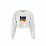 Hey Crop Sweatshirt — Beyaz — Ön baskı