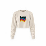Hey Crop Sweatshirt — Krem — Ön baskı
