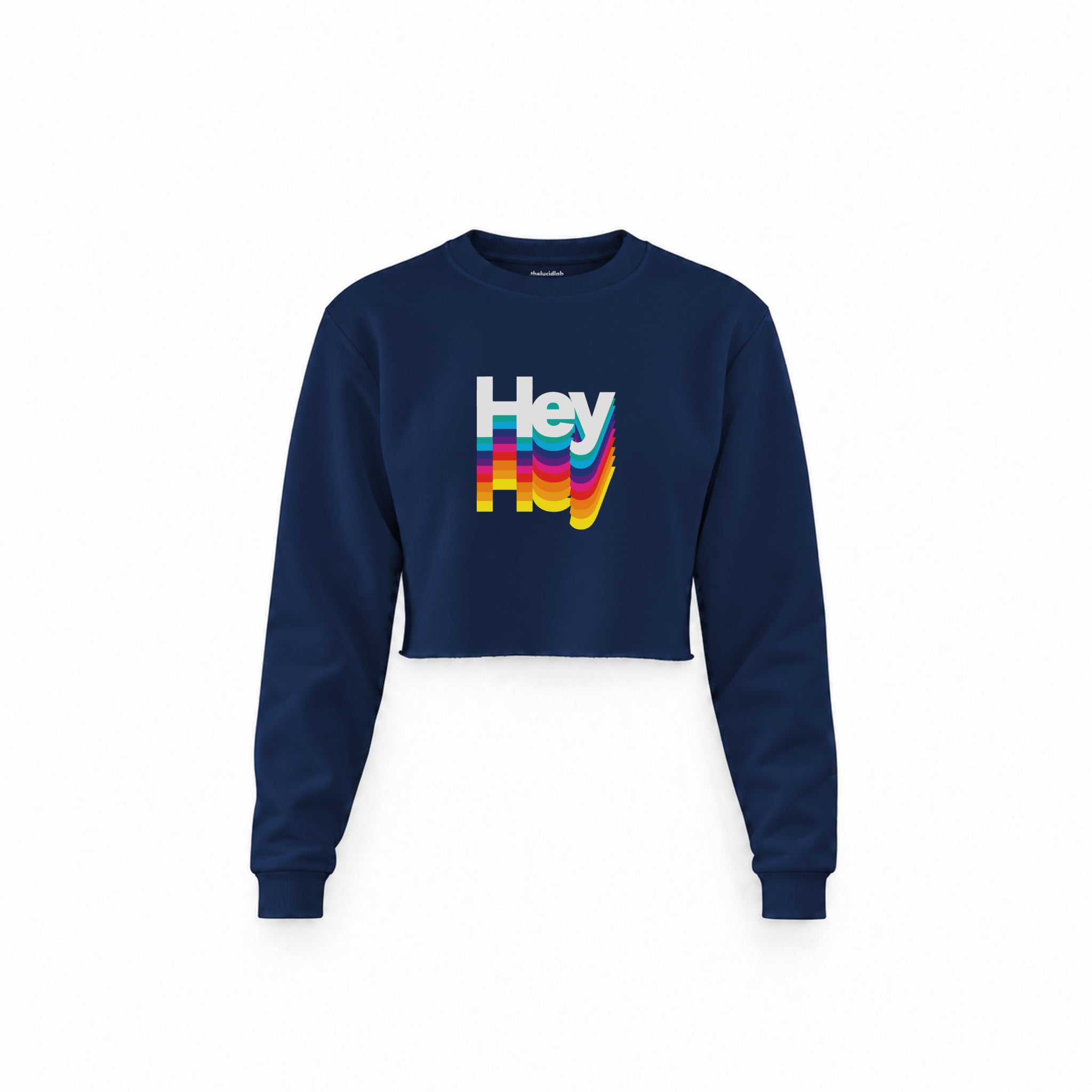 Hey Crop Sweatshirt — Lacivert — Ön baskı
