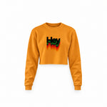 Hey Crop Sweatshirt — Turuncu — Ön baskı