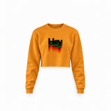 Hey Crop Sweatshirt — Turuncu — Ön baskı