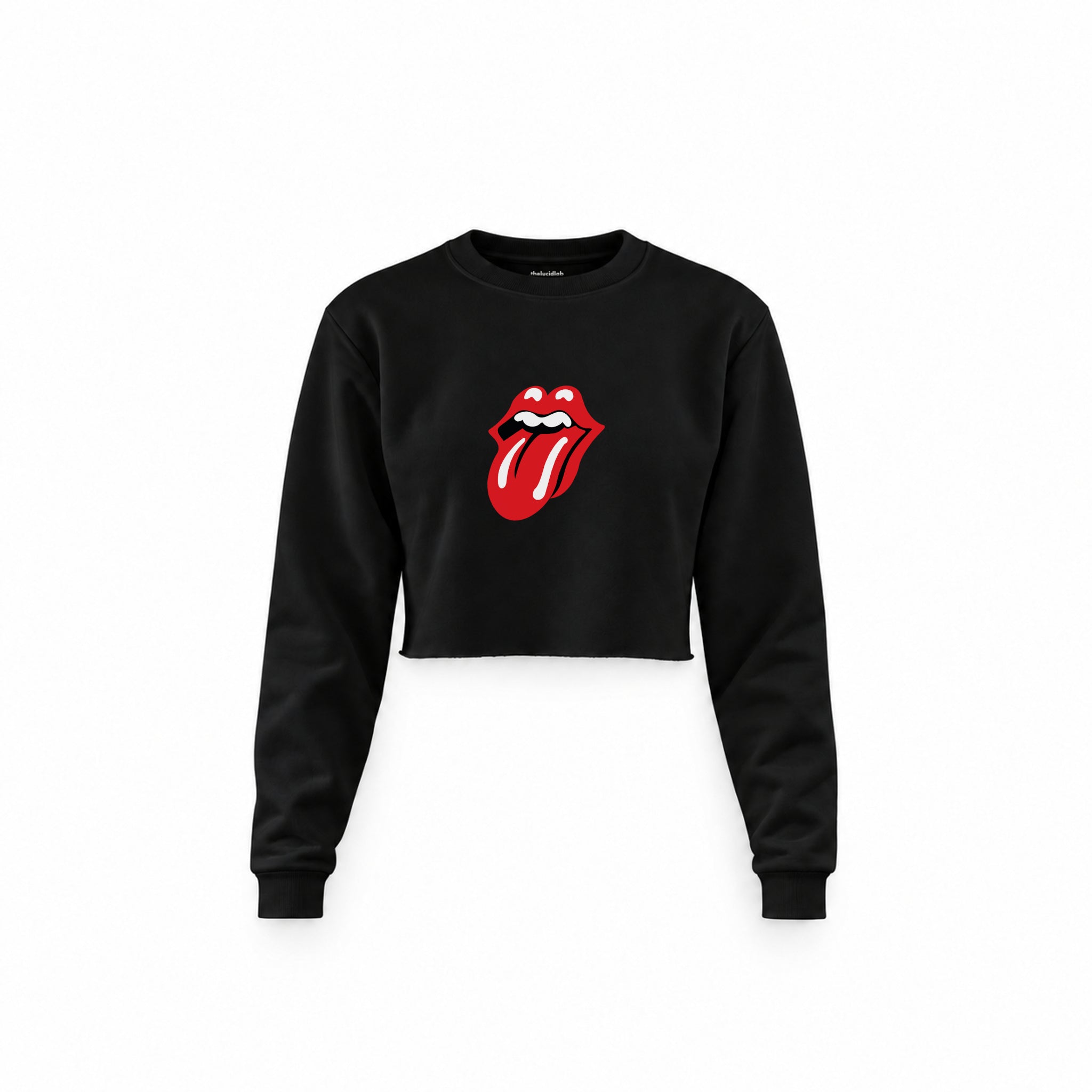 The Rolling Stones Crop Sweatshirt — Siyah — Ön baskı