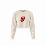 The Rolling Stones Crop Sweatshirt — Krem — Ön baskı
