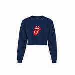 The Rolling Stones Crop Sweatshirt — Lacivert — Ön baskı