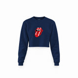 The Rolling Stones Crop Sweatshirt — Lacivert — Ön baskı