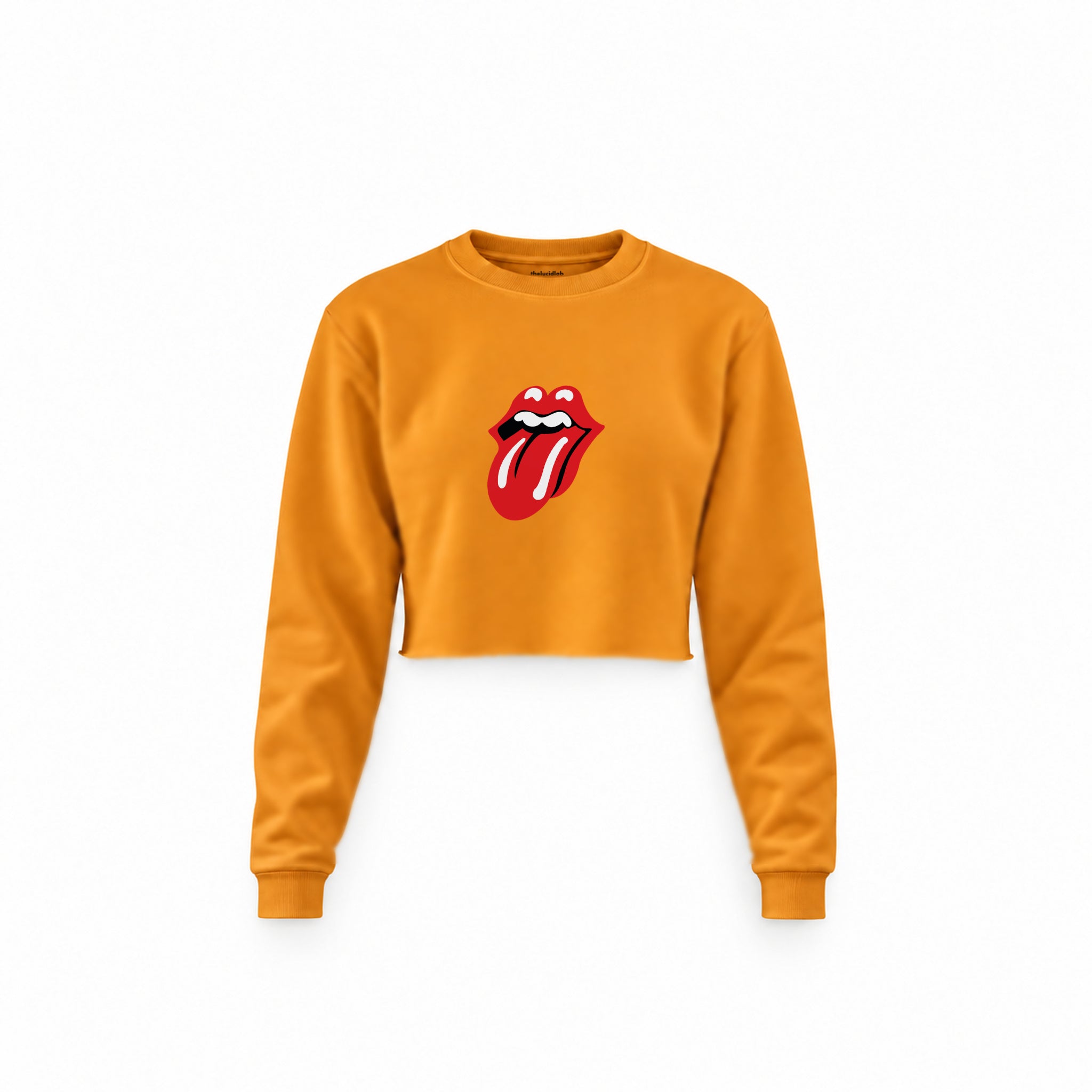 The Rolling Stones Crop Sweatshirt — Turuncu — Ön baskı