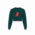The Rolling Stones Crop Sweatshirt — Koyu Yeşil — Ön baskı